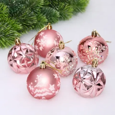 Набор шаров «Вивальди» 6 см (в наборе 6 шт), Розовое золото