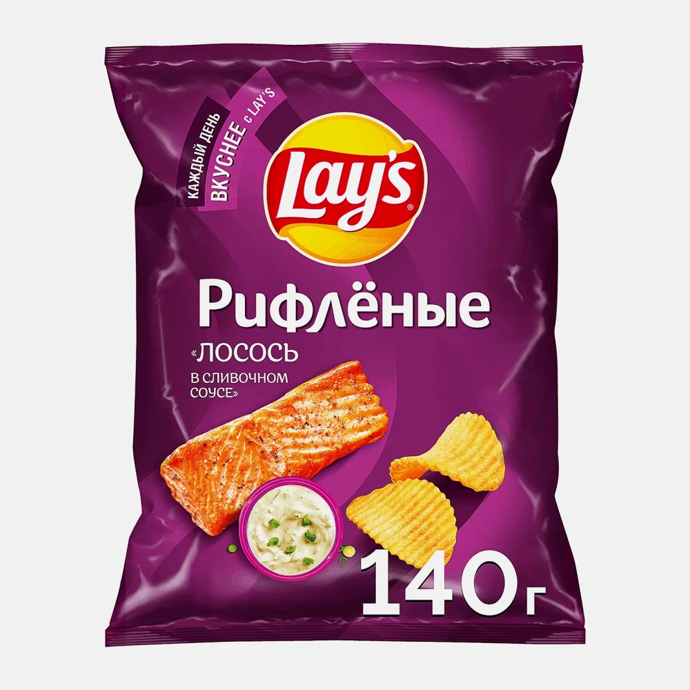 Чипсы Lays Рифлёные Лосось в сливочном соусе 140г
