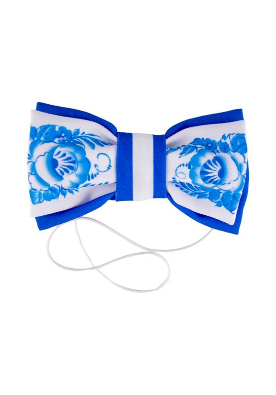 Гжельская роспись галстук - бабочка цвет белый 3