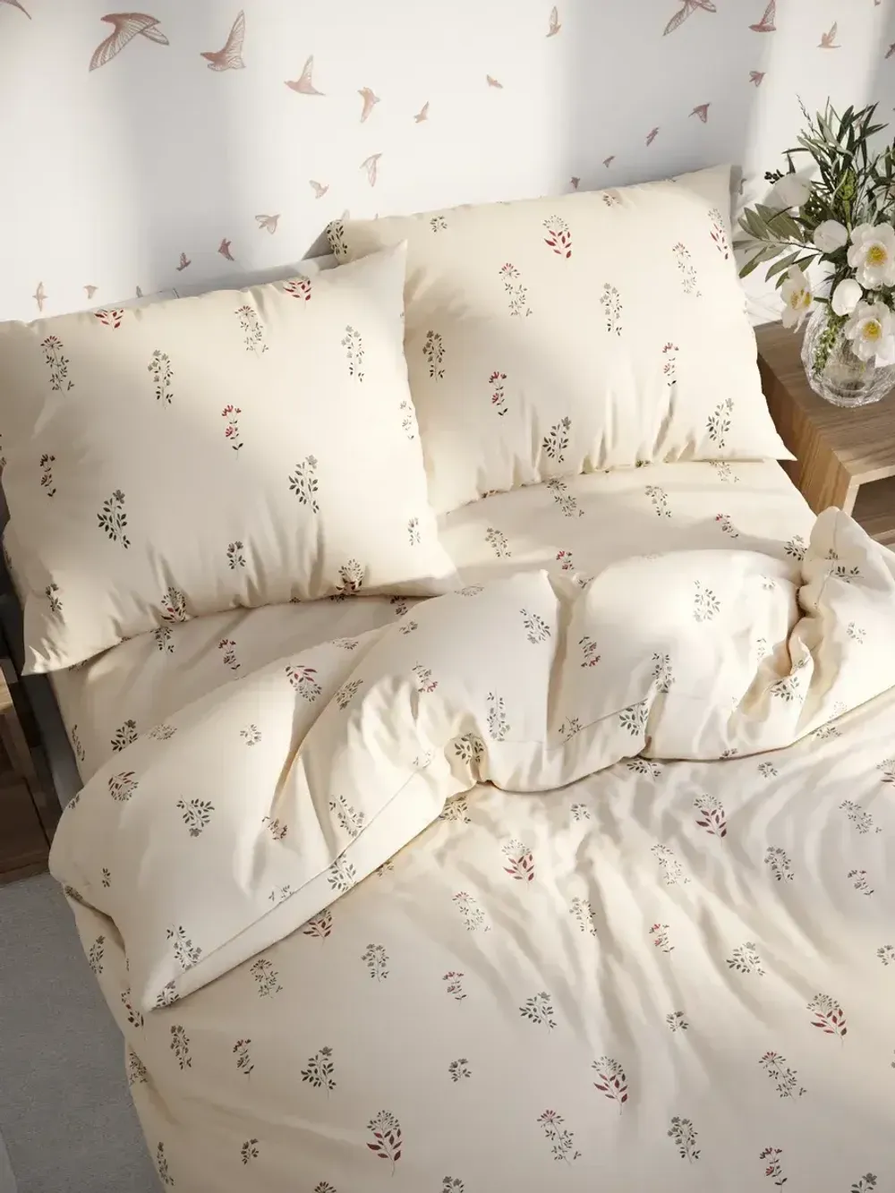 Простынь на резинке перкаль Сказка "Гербарий Эко" 160x200 см