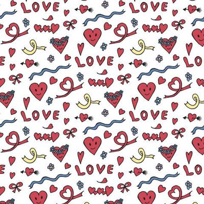 сердечки и надписи Love. дудлы