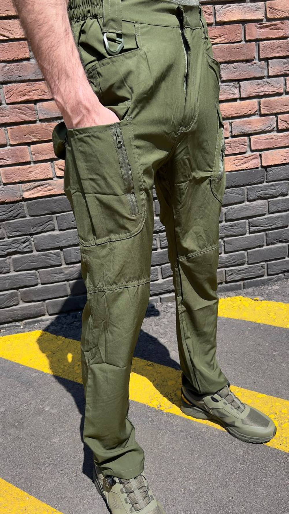 Брюки олива эластан