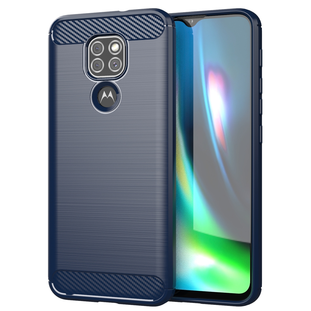 Чехол защитный темно синий для смартфона Motorola Moto E7 Plus, серия Carbon от Caseport