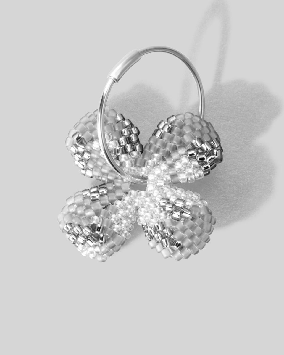 Моносерьга Beaded Flower Granite