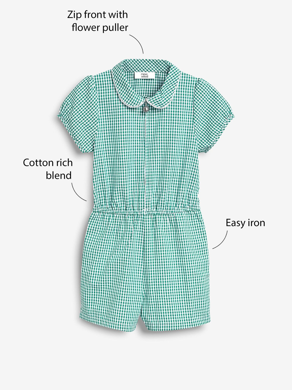 Комбинезон школьный на молнии для девочки Next 522-647, Зеленый