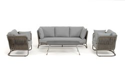 "Багамы" лаунж-зона 5-местная плетеная из роупа (веревки), каркас алюминиевый бежево-серый, роуп серо-коричневый