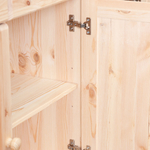 Тумба Лена 4-дверная из массива сосны, с ящиками (нижняя часть буфета Лена), в натуральной отделке