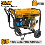 Дизельный генератор 220В 3,0 кВт INGCO GDE30001 INDUSTRIAL