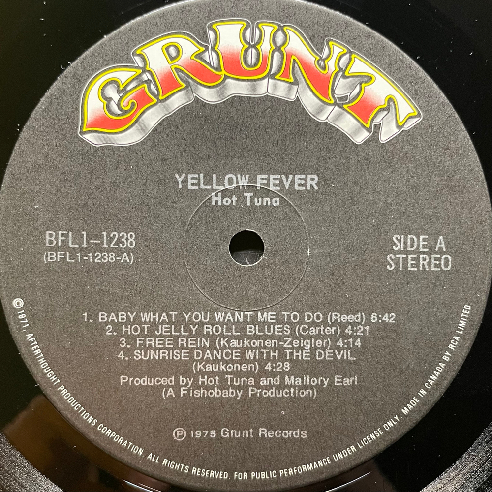 Hot Tuna ‎– Yellow Fever (Канада 1975г.)