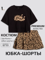 Летний костюм для девочки с юбкой-шорты