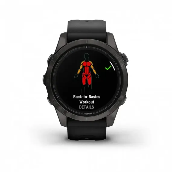 Garmin epix Pro (Gen 2) Sapphire Edition 42 мм, титановый, угольно-серый, DLC, черный ремешок
