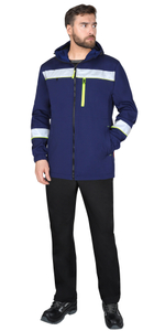 Куртка СИРИУС-АЗОВ синяя с СОП и лимонным кантом, софтшелл, пл 350 г/кв.м