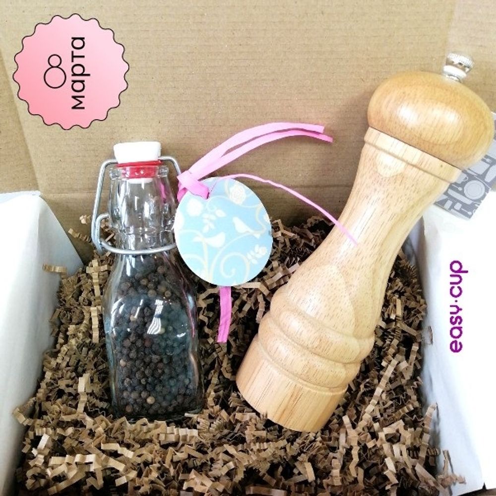 Подарочный набор с мельницей для перца и специями на 8 марта