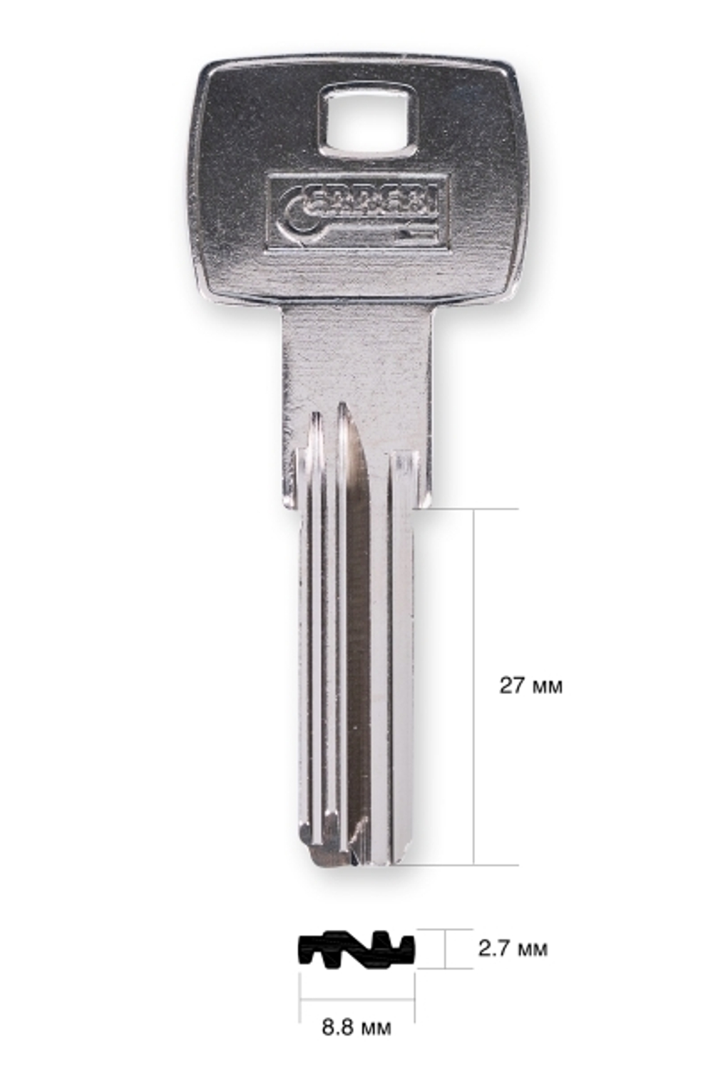Заготовка вертикального ключа 10463 MO3\Apecs.KT-1 BAI-8D GVY1R\STU6R