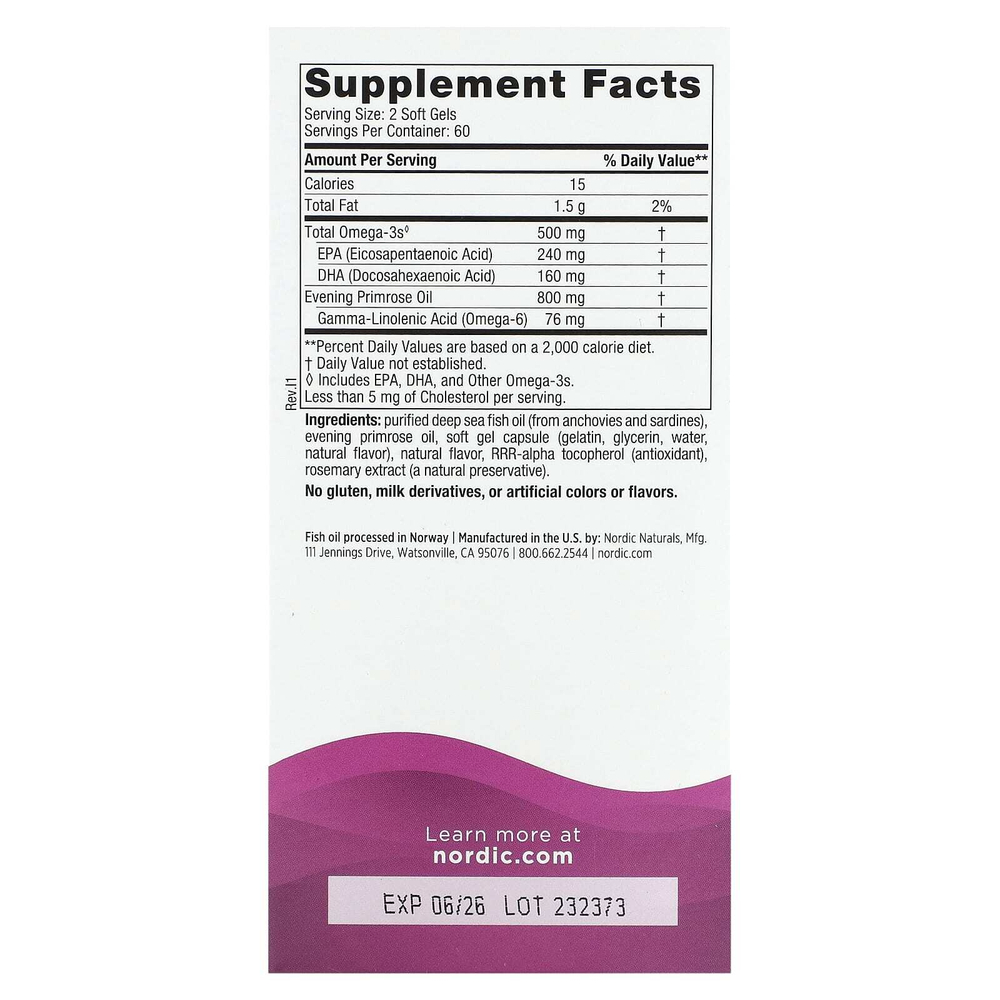 Nordic Naturals, Omega Woman, с маслом примулы вечерней, 120 капсул