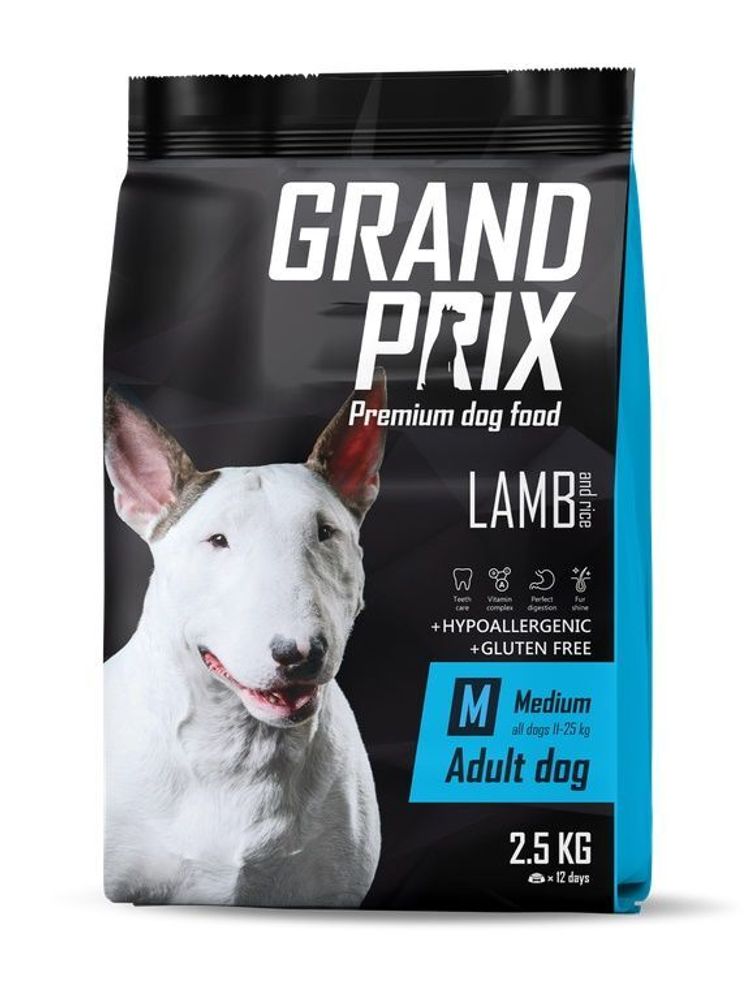 GRAND PRIX. Сухой корм с ягненком для взрослых собак средних пород 2,5 кг