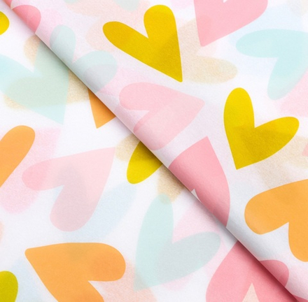 Бумага упаковочная тишью "С любовью", 50 см х 70 см, 17 грамм