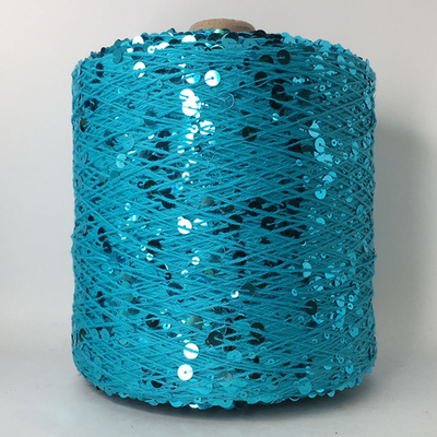 GLAMOUR; 100% хлопок, пайетки 3мм и 6мм; 240м/100гр; цвет: лазурная нить с лазурными глянцевыми пайетками