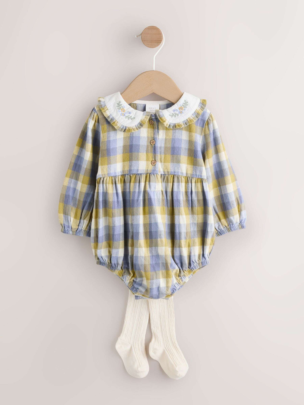 Платье-песочник и колготки в комплекте для девочки Next AN7-957, Синний, Желтый