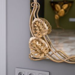 Зеркало настенное Monstera Deliciosa (Монстера) 140 Айвори Мраморное золото