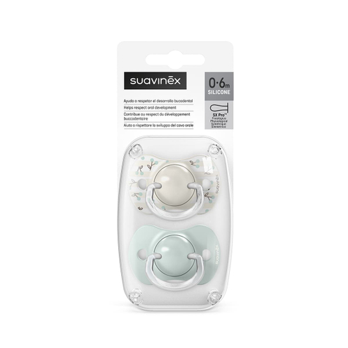 Набор физиологических пустышек Suavinex Birdies голубой, 0-6 мес, 2 шт