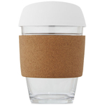 Lidan Кружка из боросиликатного стекла объемом 360 мл с пробковым держателем и силиконовой крышкой