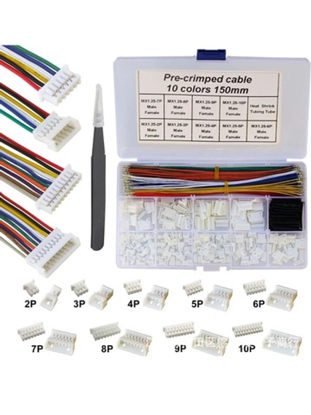 Комплект обжимных клемм MX1.25MM 2P-10P с проводами