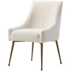 Стул Senna, белое букле с золотыми ножками