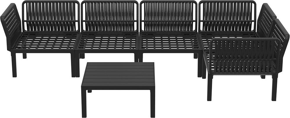 Комплект пластиковой мебели Siesta Contract Portofino Lounge Corner, черный, темно-серый