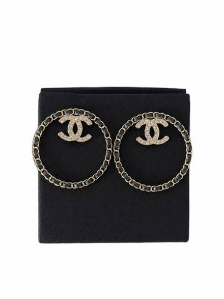 Серьги Chanel Crystal Lambskin CC Chain Hoop Earrings