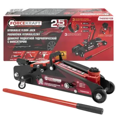 Домкрат подкатной гидравлический 2.5т с фиксацией (h min 140мм, h max 387мм) FORCEKRAFT FK-TH22501CB