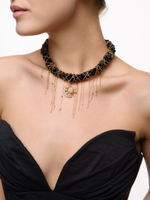 Колье "Sun And Moon" из черного агата Gold