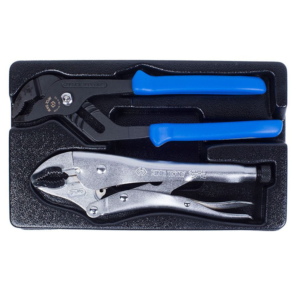 KING TONY (9-40102GP) Набор переставные клещи и зажим, ложемент, 2 предмета