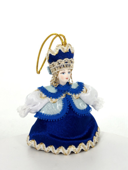 Кукла-подвеска сувенирная Девушка в душегрее. Елочная игрушка ручной работы