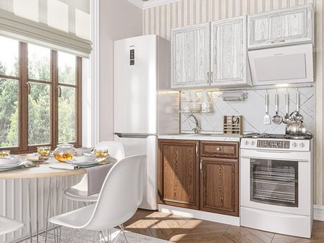 Прямая модульная кухня Шале-04 White Dreamline/Brown Dreamline - Белый 2140*1500*600