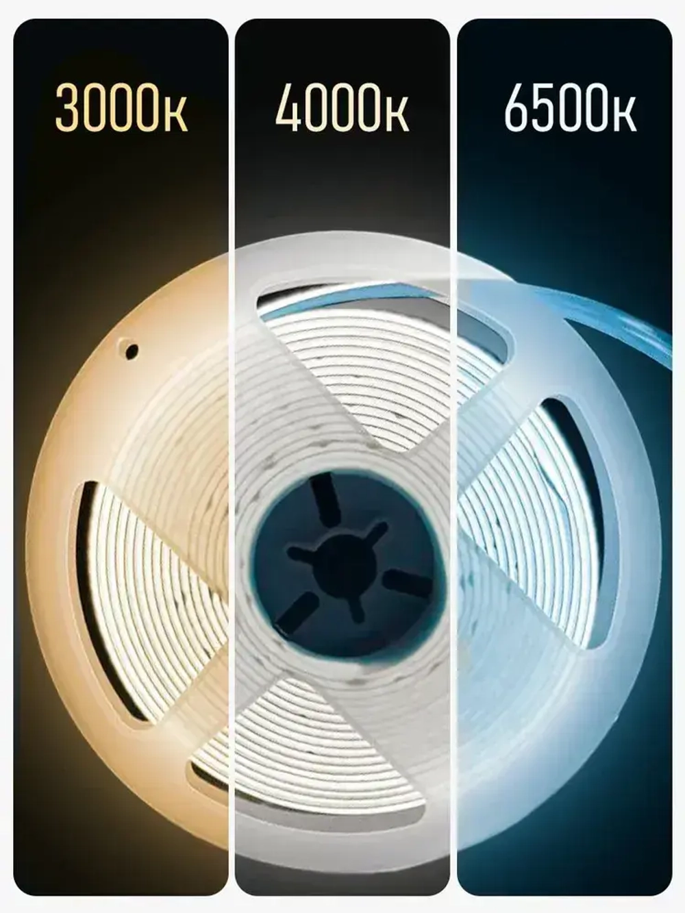 Светодиодная лента 5м СОВ 12V 10W/M (320 LED) Холодный белый 6500 K