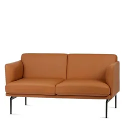 Двухместный диван Bisq 156 см, коричневая кожа