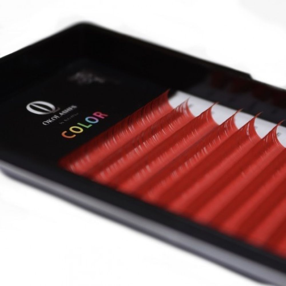 Красные ресницы Okolashes Color MIX - 16 линий