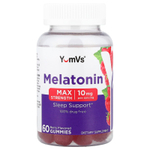 YumVs, жевательный мелатонин, максимальная сила действия, со вкусом ягод, 60 жевательных таблеток (5 мг в 1 жевательной таблетке)