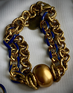 HMG 1332 Enamel chain 0.8cm blue браслет арт.1190