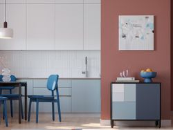 Стул с обивкой Saga, рогожка, синий