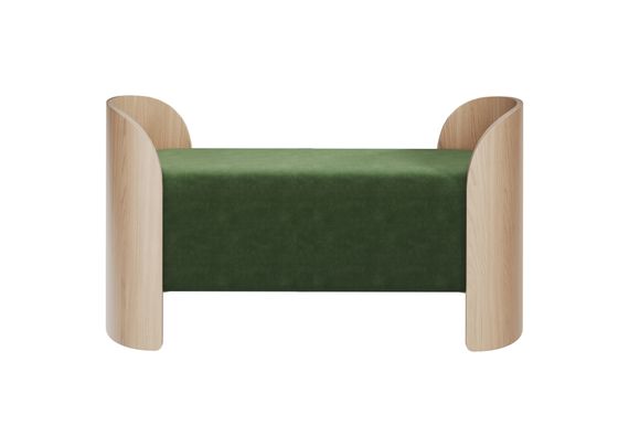 Банкетка Lagom 2 120 см (зелено-голубой FiberGuard, натуральный дуб)