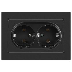 Розетка Intro Accent 6-205-07 двойная с заземлением 2X2P+E Schuko 16А-250В IP20 СУ AL/CU графит | Intro