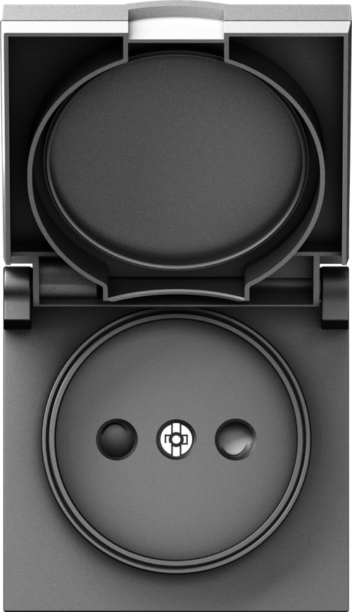 Накладка для розетки без заземления, с крышкой, 16A 250 В~, сталь, серия A07