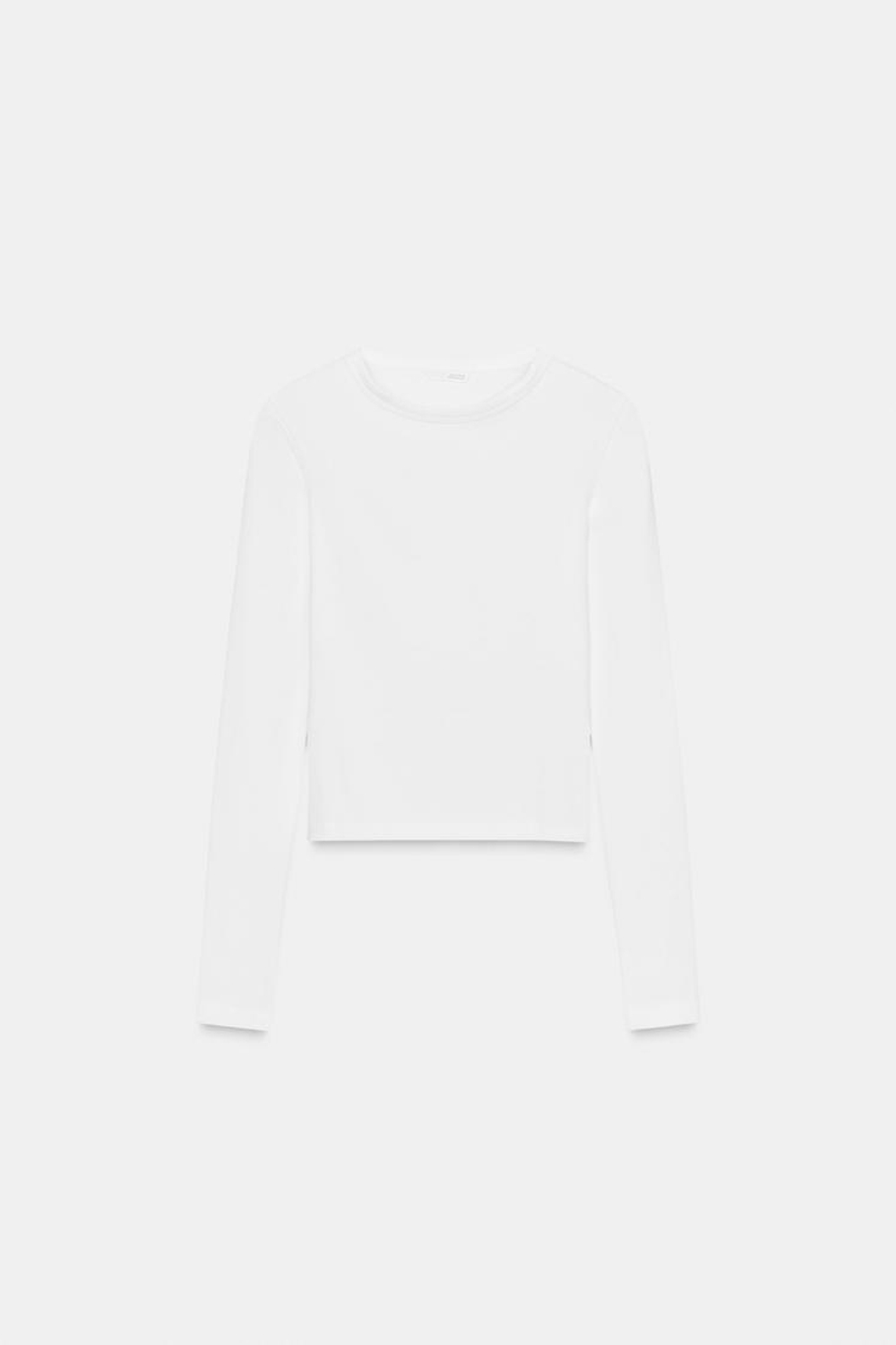 ZARA ФУТБОЛКА С ДЛИННЫМИ РУКАВАМИ, БЕЛЫЙ