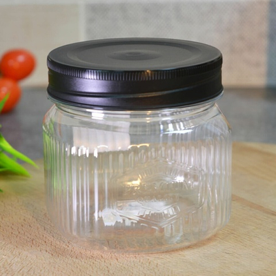 Банка для сыпучих 0,6л квадратная с рельефом и эмбоссингом "Premium", прозрачный/черный