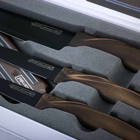 Набор кухонных ножей 4 предмета Kamille КМ 5167 (3 ножа + магнитная планка)