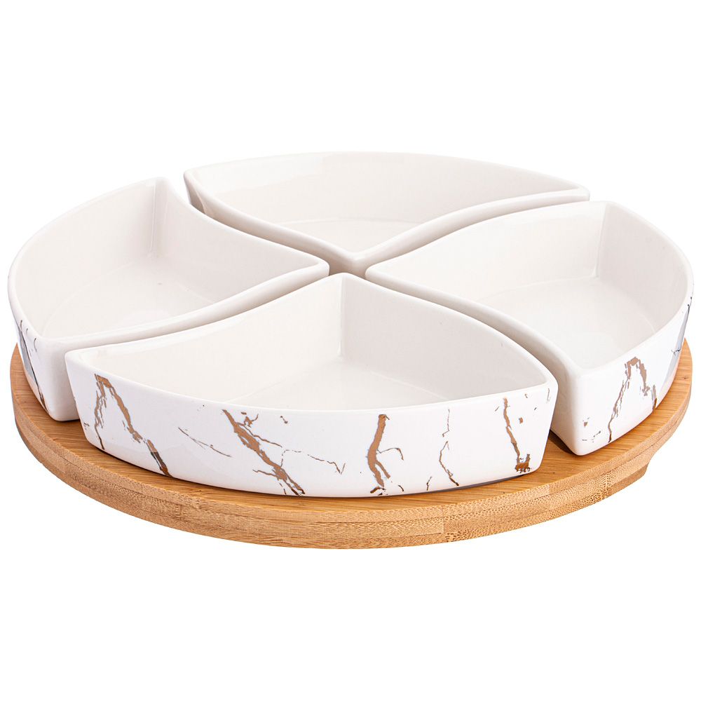 МЕНАЖНИЦА 4 СЕКЦИИ НА ДЕРЕВ. ПОДСТАВКЕ LEFARD "FANTASY" 26,5 СМ (КОР=12ШТ.)