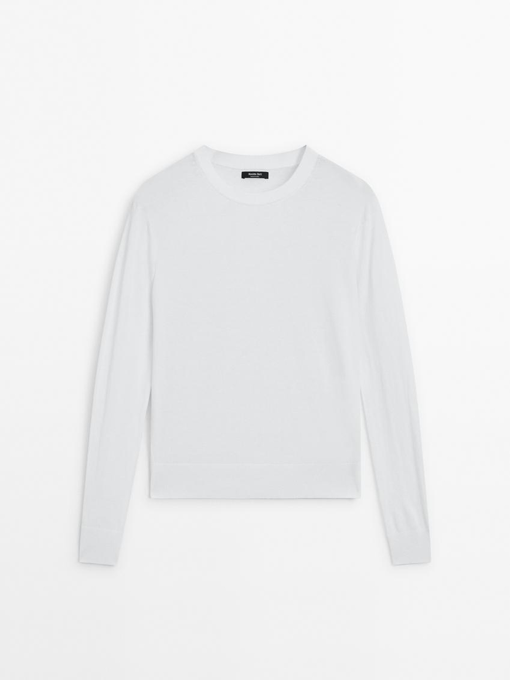 Massimo Dutti Свитер из смесового хлопка, белый