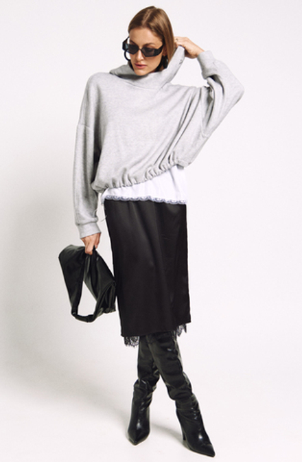 Худи со стойкой 1245 серый